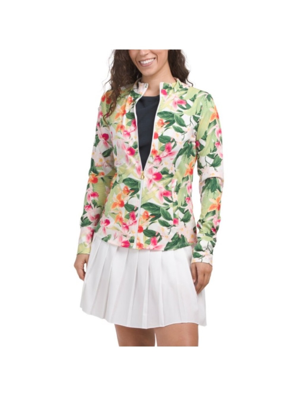 Tommy Bahama SPF 50 Active Floral Zip-Up Jacket in Pink Green & White Large NWOT - Picture 12 of 14